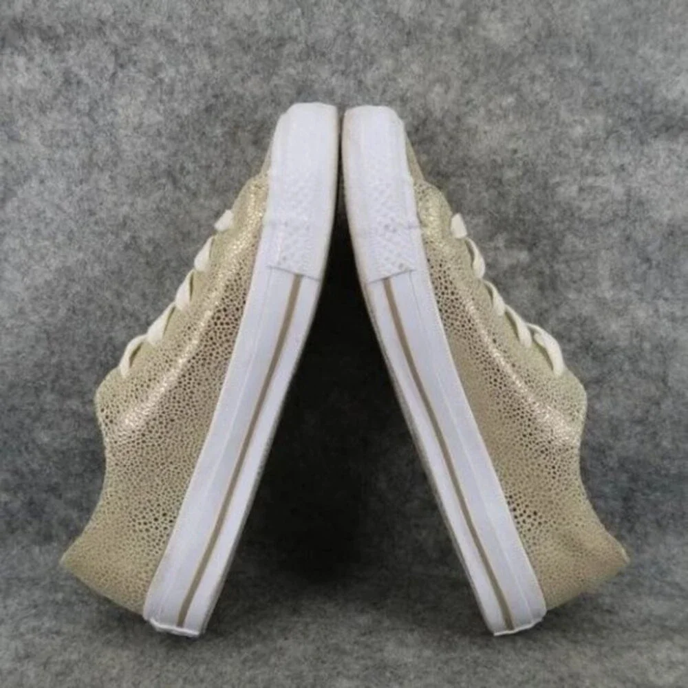 Converse All Star Sneakers Womens 5.5 Metallic Textured‎ Leather Cap Toe Lace Up - Picture 8 of 9